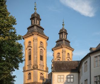 Residenzschloss Mergentheim, die barocken Kirchtürme der Schlosskirche