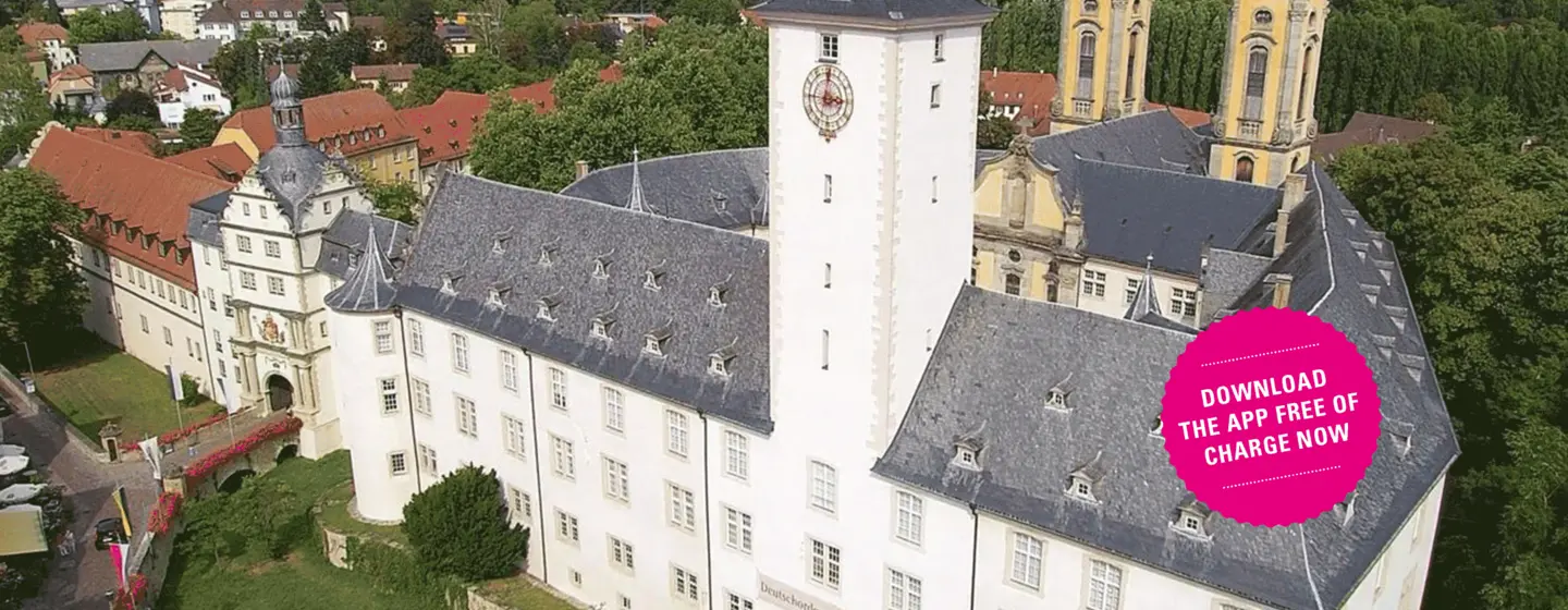 Mergentheim Residential Palace, advertising banner for the app "Monument BW"