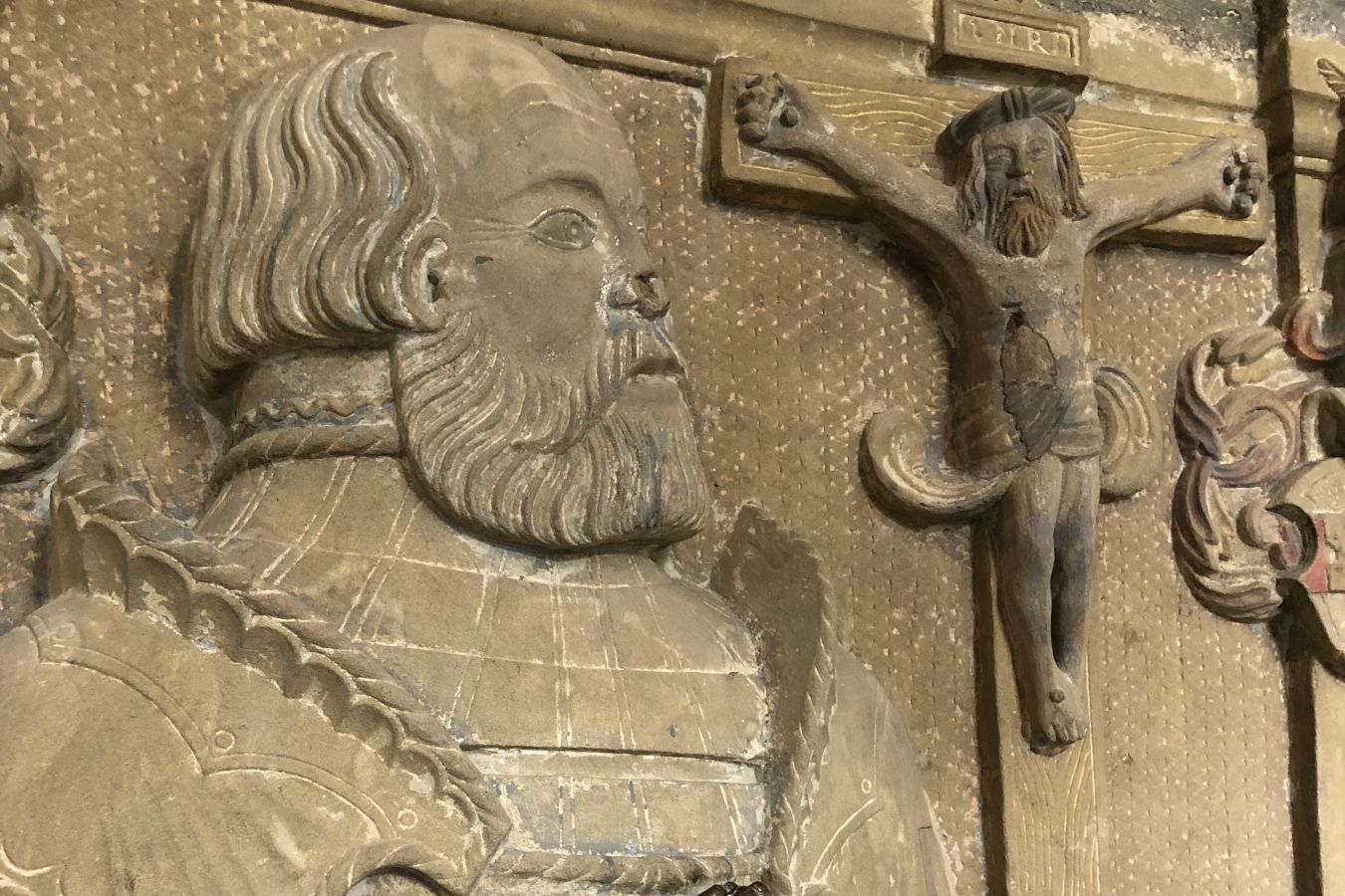 Kloster Schöntal, Detail, Grabplatte Götz von Berlichingen