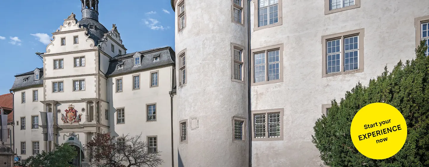 Motive: Staatliche Schlösser und Gärten Baden-Württemberg, Illustration: JUNG:Kommunikation GmbH Mergentheim Residential Palace, advertising banner for the app "Monument BW"