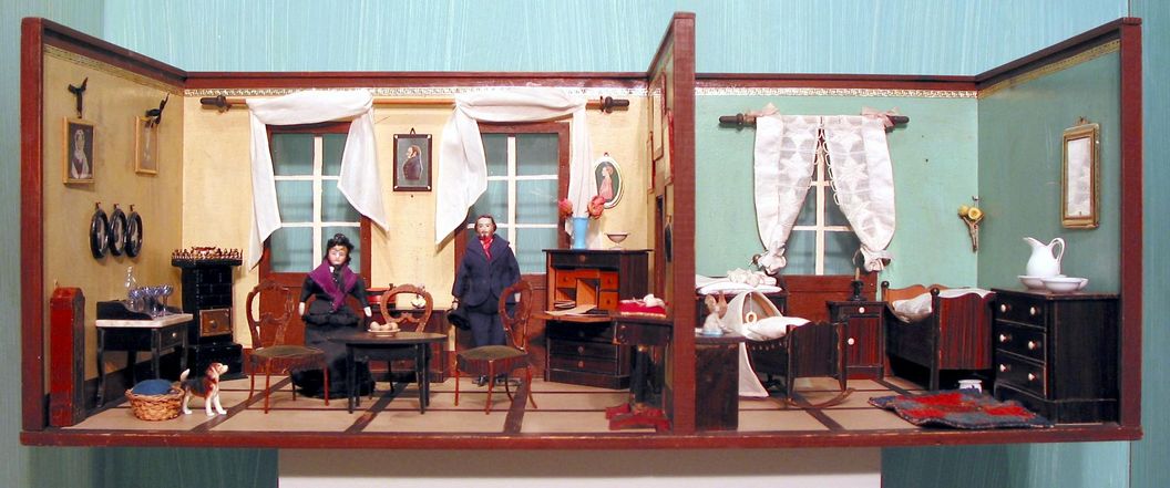 Residenzschloss Mergentheim, Puppenstube mit Wohn- und Schlafzimmer