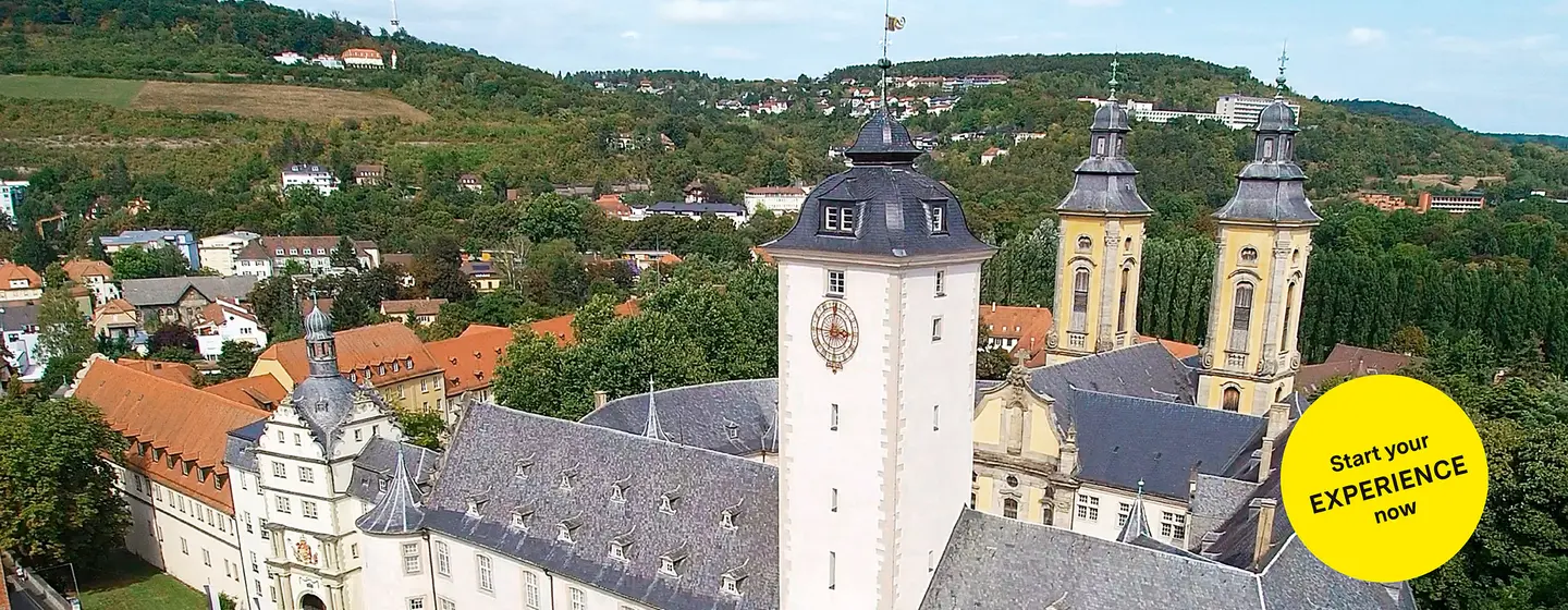 Motive: Staatliche Schlösser und Gärten Baden-Württemberg, Illustration: JUNG:Kommunikation GmbH Mergentheim Residential Palace, advertising banner for the app "Monument BW"