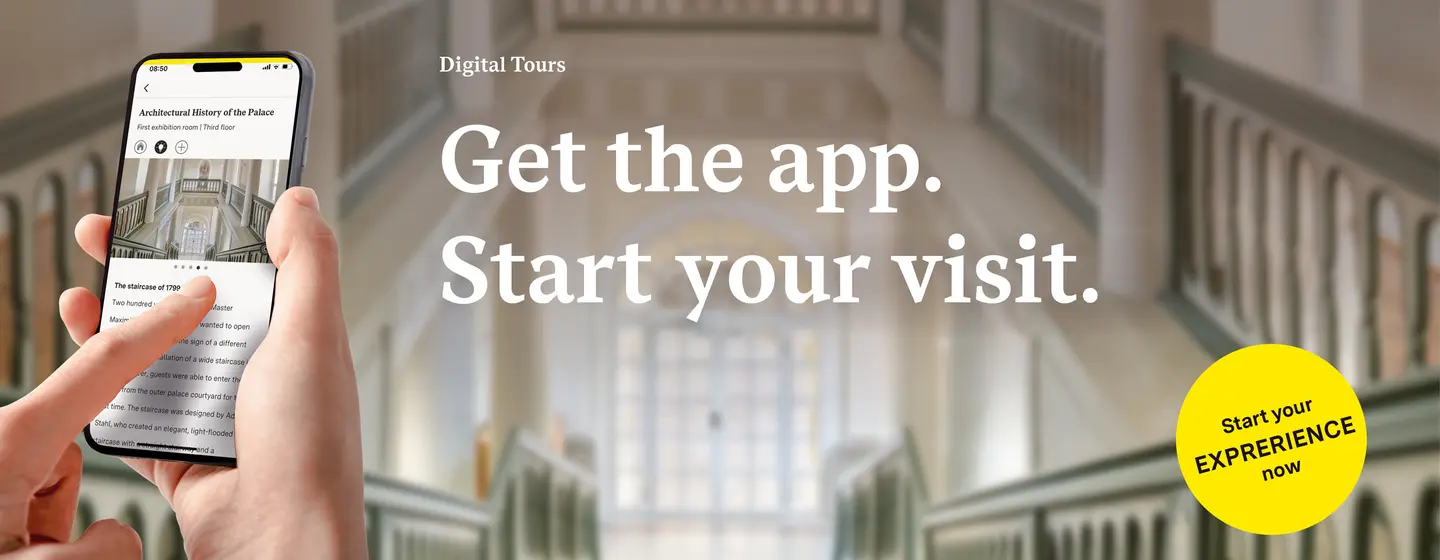 Mergentheim Residential Palace, advertising banner for the app "Monument BW"